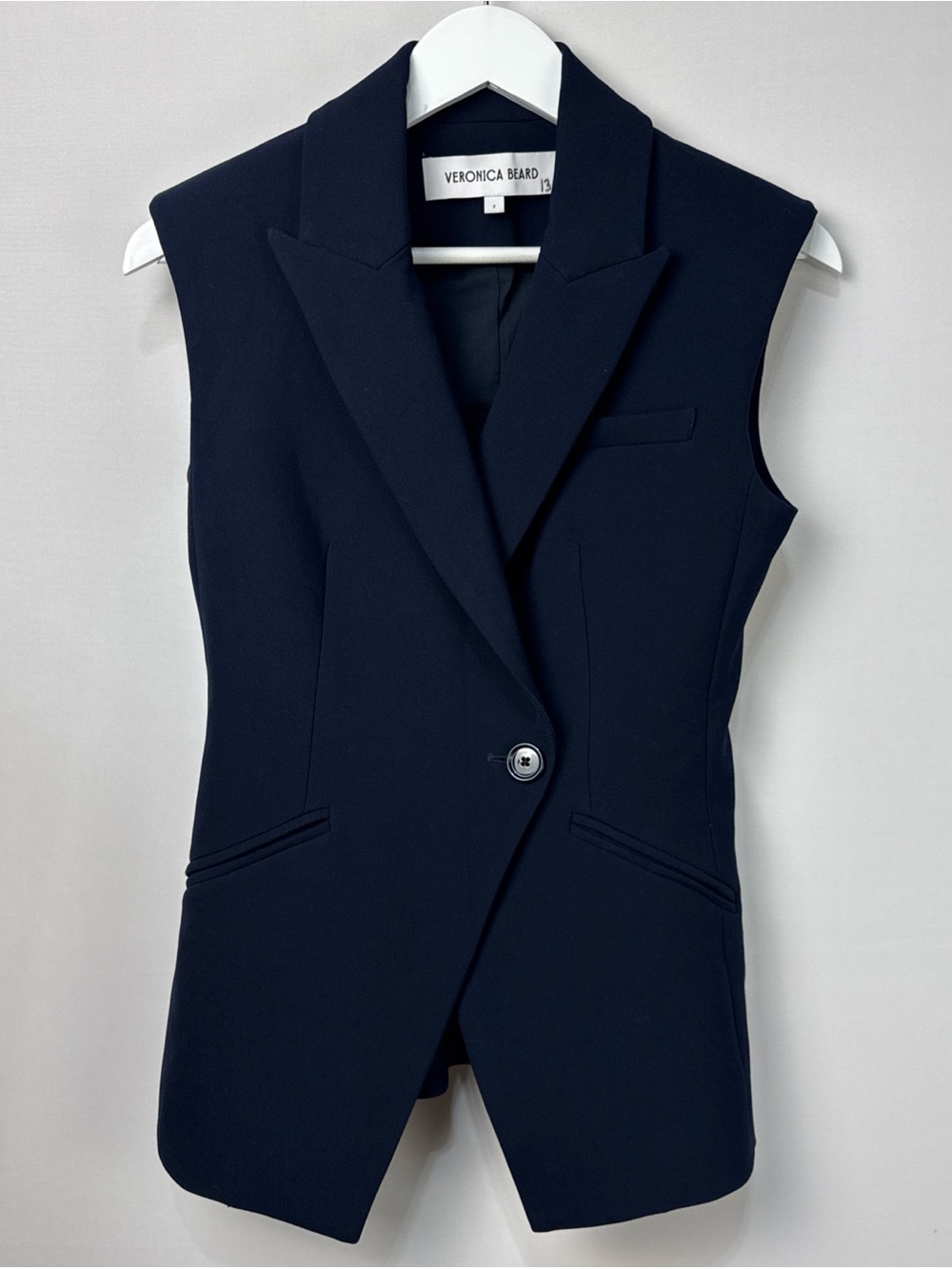 Veronica Beard Ciel Tailored Vest Navy Size 2